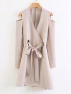 Shein Self Tie Cold Shoulder Trench Coat