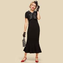 Shein Tied Neck Flounce Hem Dress
