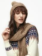 Shein Rabit Hair Pom Pom Texture Knitted Scarf  Hat