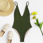 Shein V-plunge Low Back Swimsuit