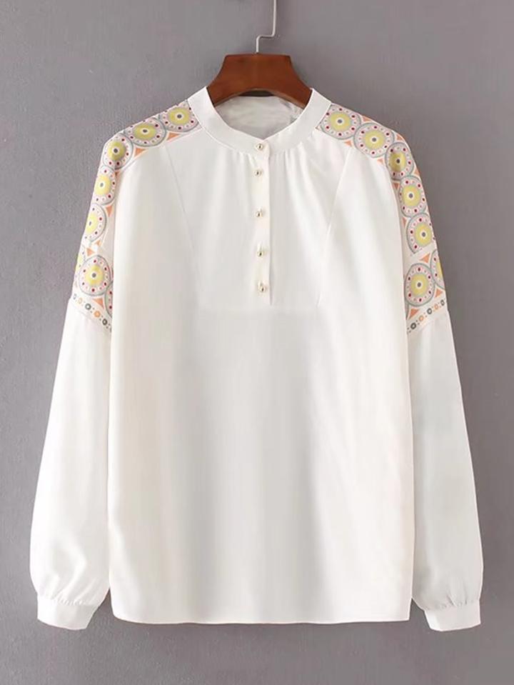 Shein Dot Print Button Blouse
