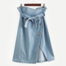 Shein Self Tie Overlap Denim Skirt