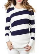 Shein White Color Block Knit Blouse