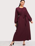 Shein Self Tie Waist Pleated Dress