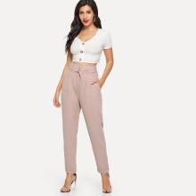 Shein Slant Pocket Adjustable Belted Pants