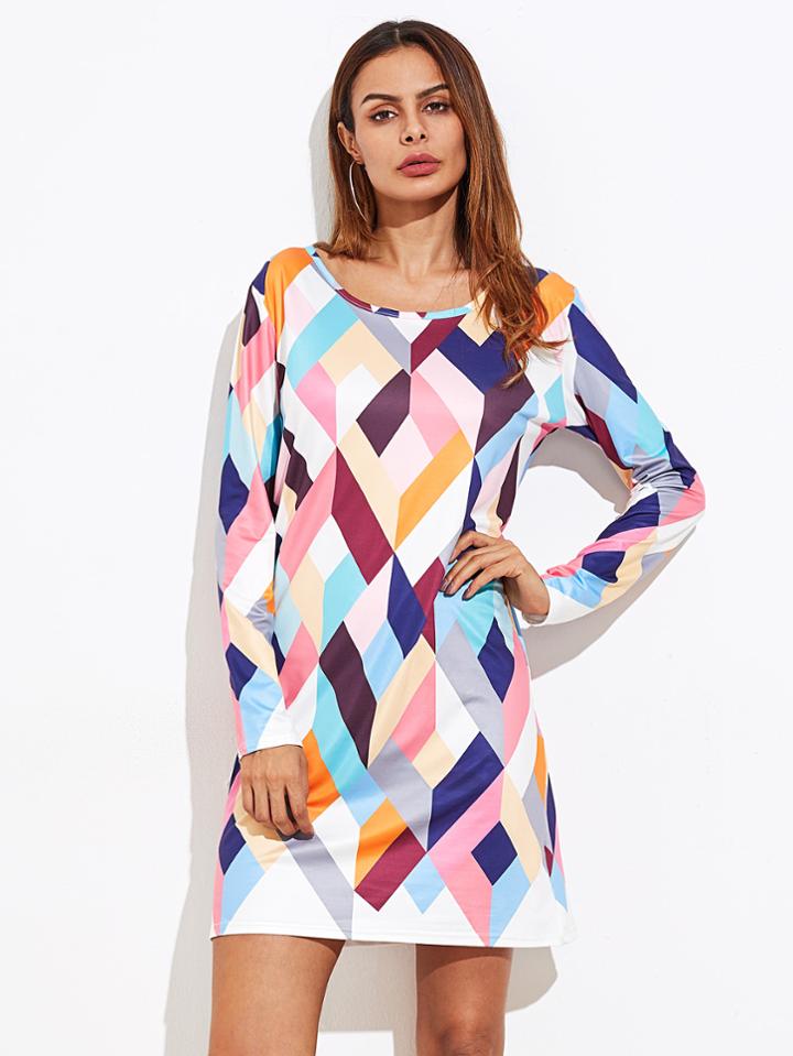 Shein Abstract Geo Print Tee Dress