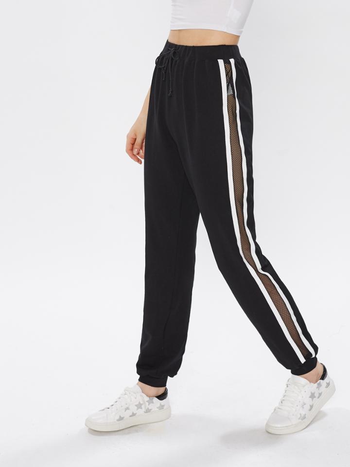 Shein Fishnet Insert Striped Side Sweatpants