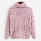 Shein Solid Cable Knit High-neck Sweater