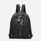 Shein Slogan Zipper Curved Top Backpack