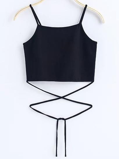 Shein Black Tie Detail Cami Top