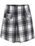 Shein Black Grey Plaid Split Skirt