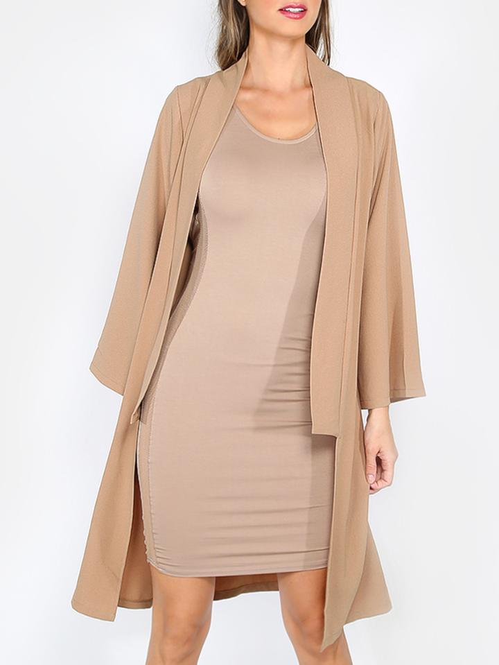Shein Camel Long Sleeve Outerwear