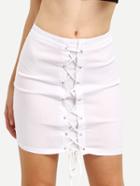 Shein White Lace-up Pencil Skirt