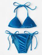 Shein Side Tie Velvet Bikini Set