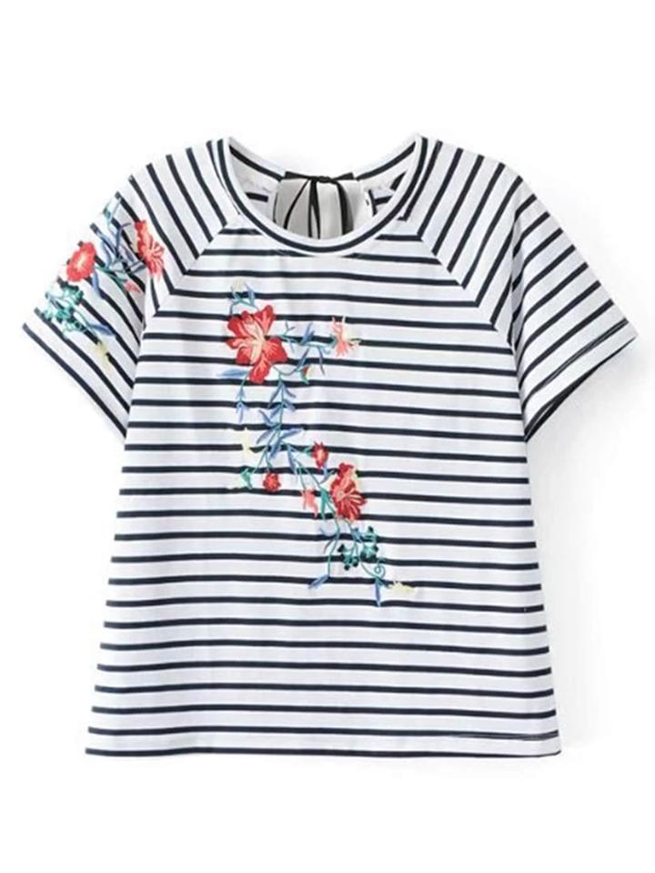 Shein Raglan Sleeve Open Tie Back Tee