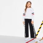 Shein Girls Button Tape Letter Pants