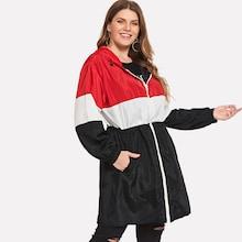 Shein Plus Zip Color Block Coat