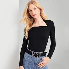 Shein Square Neck Solid Tee