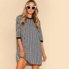 Shein Ribbed Trim Gingham Dress