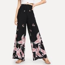 Shein Ruffle Waist Elastic Animal Print Pants