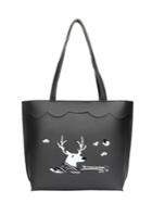 Shein Deer Print Scalloped Detail Handbag