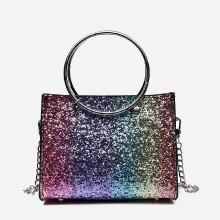 Shein Ring Handle Glitter Chain Bag