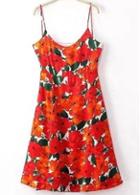 Rosewe Cute Sleeveless Hollow Design Print Dress For Summer