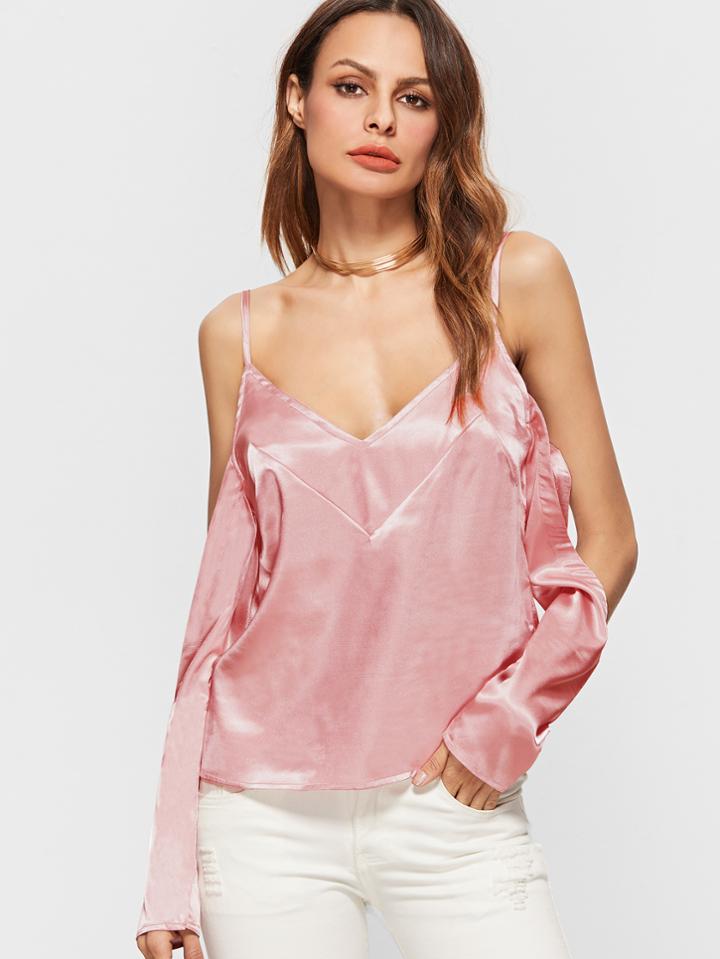 Shein Pink Cold Shoulder Top