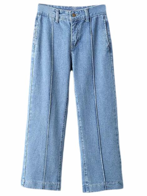 Shein Light Blue High Waist Wide Leg Denim Pants