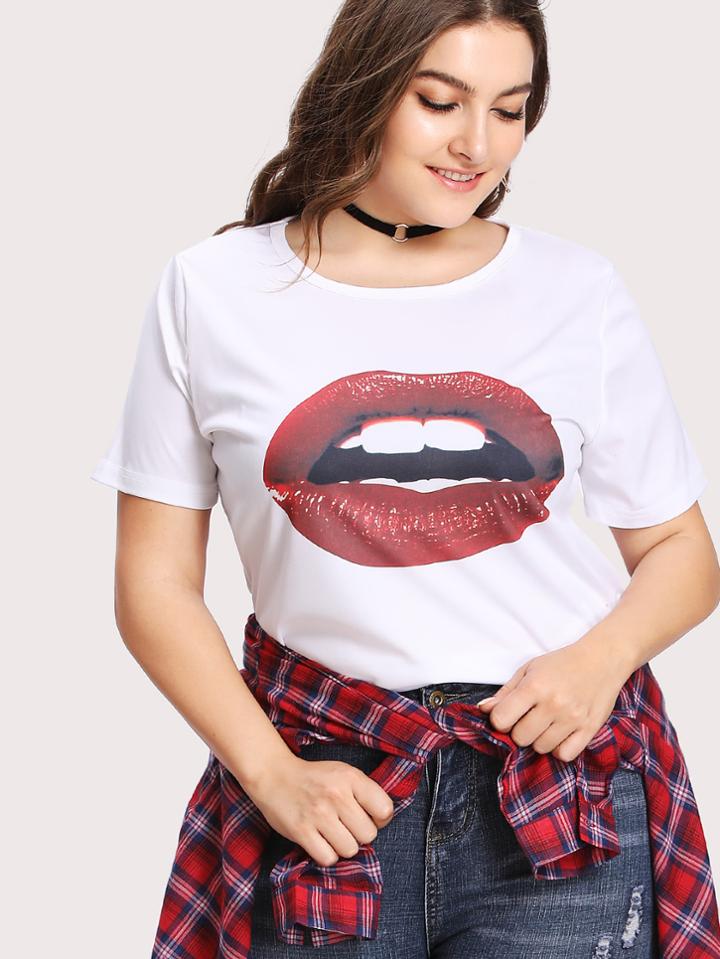 Shein Lip Print Tee