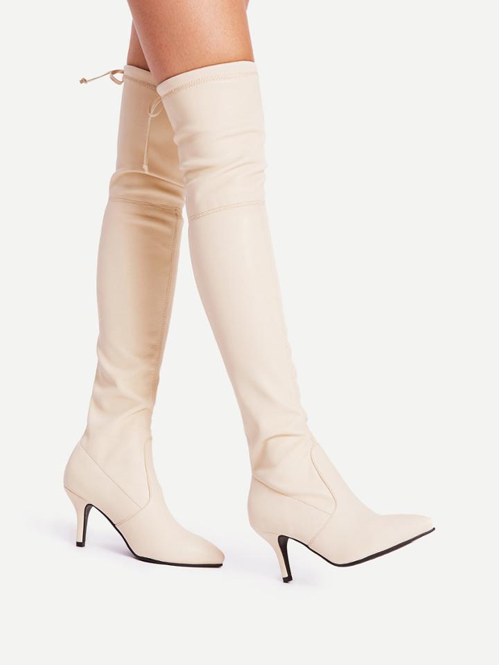 Shein Pointed Toe Lace Up Pu Boots