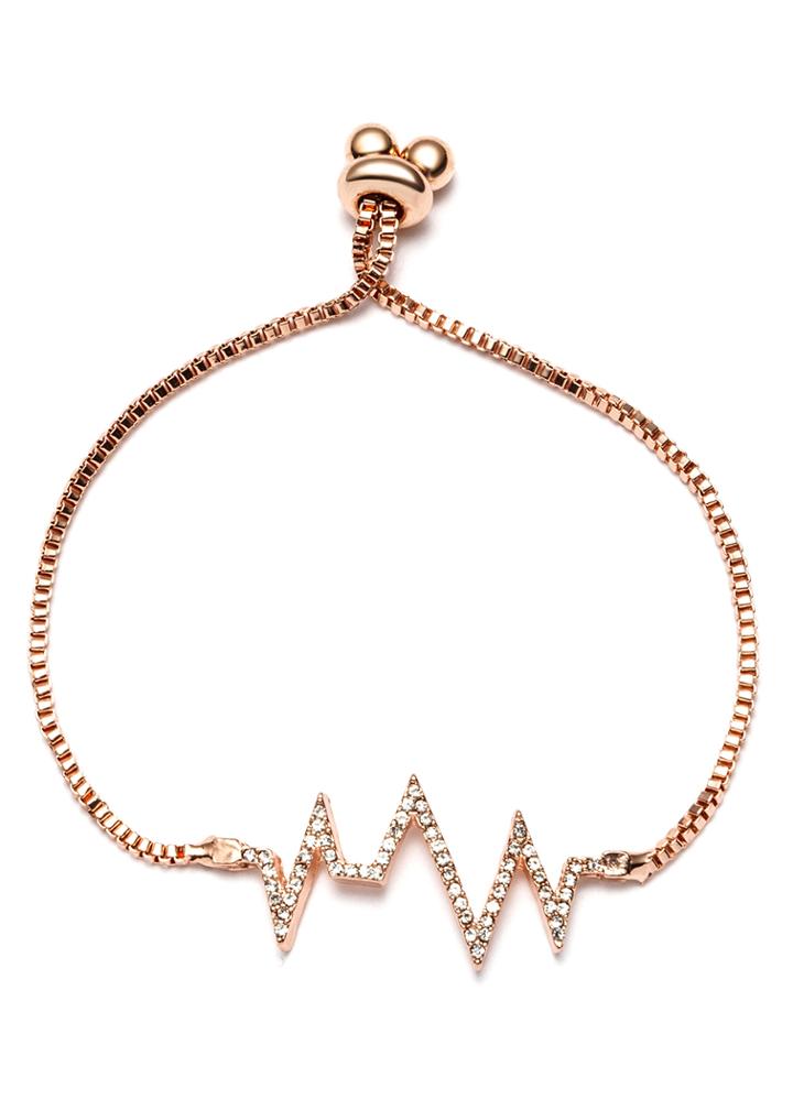 Shein Gold Tone Rhinestone Inlay Mountain Ridge Design Statemnet Bracelet