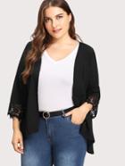 Shein Lace Crochet Contrast Cuff Kimono