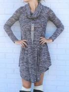 Shein Blue Draped Neck Asymmetrical Shift Dress