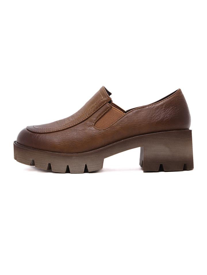 Shein Brown Chunky Sole Slip On Loafers