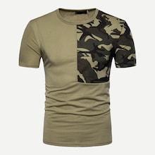 Shein Men Contrast Camo Cuffed Tee