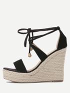 Shein Black Open Toe Wedge Wedges