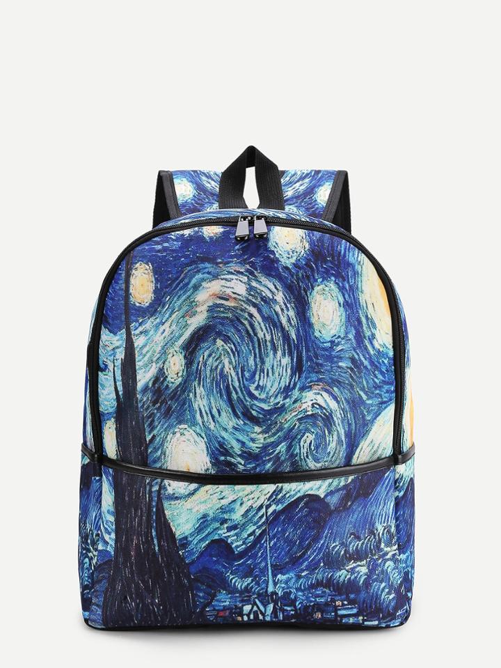 Shein Galaxy Print Canvas Backpack