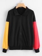 Shein Contrast Sleeve Zip Up Jacket