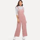 Shein Zip Detail Corduroy Jumpsuit With Strap