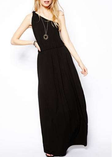 Rosewe New Arrival One Shoulder Black High Waist Dress