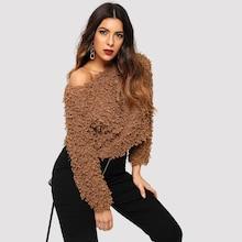 Shein Solid Crop Teddy Jumper