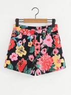 Shein All Over Flowers Button Up Shorts