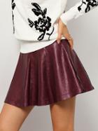 Shein Burgundy High Waist Flare Pu Skirt