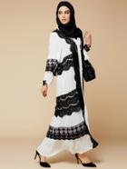 Shein Lace Contrast Button Front Abaya Dress With Hijab