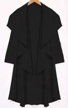 Shein Black Lapel Long Sleeve Asymmetrical Trench Coat