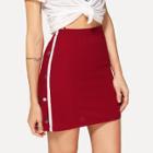 Shein Buttoned & Striped Side Skirt