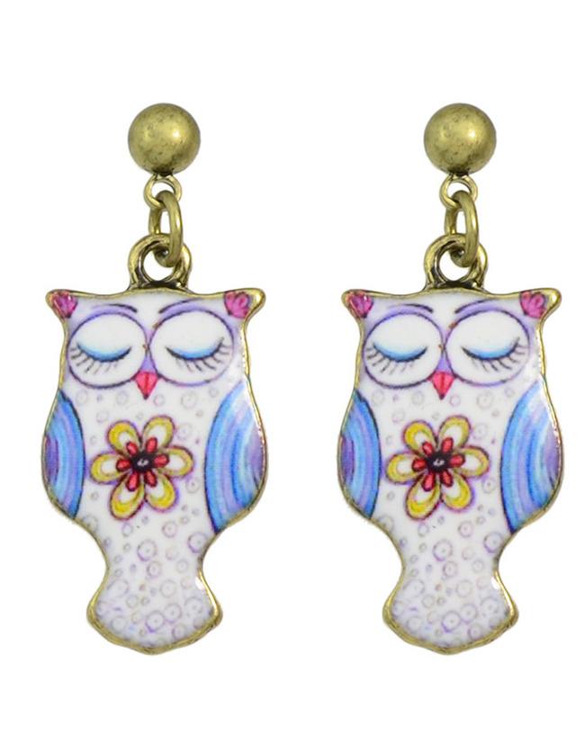 Shein White Owl Animal Dangle Earrings