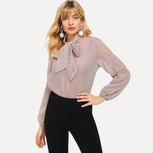 Shein Tie Neck Glitter Top