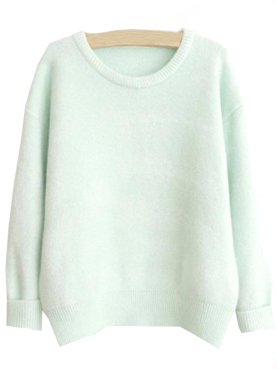 Shein Light Green Round Neck Loose Sweater